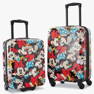 Disney luggage includes 2 sizes 20 inch spinner and 18 inch under seater.